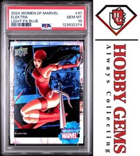 ELEKTRA PSA 10 2024 Upper Deck Women of Marvel Light FX Blue #37 C2 picture