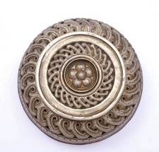 1960's Chinese Tibetan Tibet Silver Repousse Burl Wood Mounted Tea Bowl picture