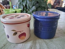 2 Longaberger 1 pt.jars w/Lids-Crock-Candle-Jam-Candy-etc.-USA--(S) picture