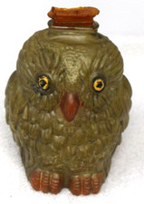 Vintage Wise Old Owl Bank With Stopper, Glass, Painted picture