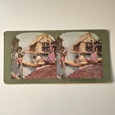 Visayan Natives in Philippine Village Antique Stereoview Card 5H6-4 picture