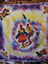 Rare Vintage Tablecloth wall hanging Mexican Hat dance Made in Monterrey Mexico picture