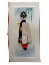Japanese oshi-e Geisha Art Print Christmas Holiday New Year Greeting Card NEW picture