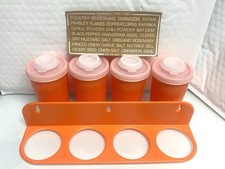 VTG Tupperware Orange Spice Shaker Set W/Original Stickers & Wall Mount Retro picture