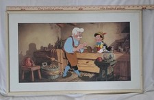 LARGE Walt Disney Pinocchio Geppetto Figaro Cleo Matted Framed Print 31