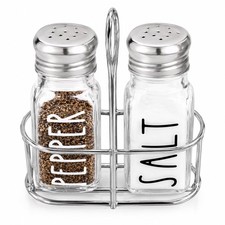 Farmhouse Salt and Pepper Shakers Set, Clear Glass Salt Pepper Shakers with S... picture