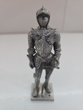 2004 VERONESE Medieval Knight Statue Crusader Chainmail Sword Signed Metal 4