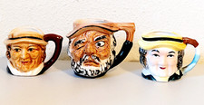 3 Vintage Toby Style Figural Mugs Cups Collectable 2.75