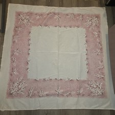 Vintage Vat Dyed California Hand Prints Tablecloth w/ Pink Valley blossom Design picture