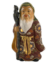 Vintage Japanese Satsuma Moriage Jurojin God of Longevity Figurine Made in Japan picture
