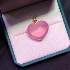 Natural Rose Quartz Pink Crystal heart-shaped  Pendant Necklace 5A picture