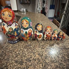 VTG 1994 Russian Matryoshka Nesting Dolls Set of 7 Signed Obrevko Hand Painted picture