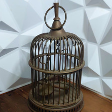 Rare SOLID BRASS Vintage  Hanging Round Bird Cage 1960s-1970s picture