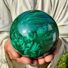 3.59LB Rare Natural Malachite quartz hand Carved sphere Crystal Healing Gem ball picture