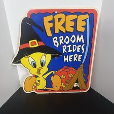 Tweety Bird Halloween Plastic Yard Sign Decor Looney Tunes Witch Cute 90s 1990s picture