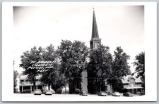 RPPC 1973 St Andrews Church Potosi Wisconsin Classic Cars VINTAGE Postcard 9086 picture