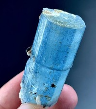129 Carat Natural Blue Aquamarine Crystal With Schorl From Shigar Pakistan  picture