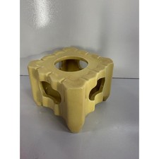 Vintage Alcoa Eau Claire Wis Yellow Ceramic Scalloped Planter Base Pat Pending picture