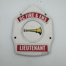 DCFD DC Fire & EMS Lieutenant MSA Cairns Leather Fire Helmet Front Shield picture