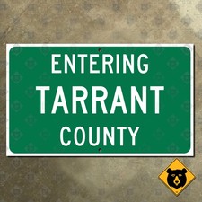 Entering Tarrant County Texas highway road sign 1978 Fort Worth Arlington 15x9 picture