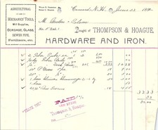 Vintage 1899 Thompson & Hoague Hardware & Iron Billhead picture