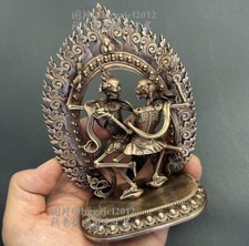 4.7'' Brass Tibet Chitipati Shri Shmashana Adhipati Protector Statue Temple Lord picture