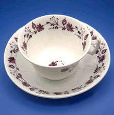 Antique Minton Early 19th Century Tea Cup & Saucer Pattern No. 5 Purple Floral picture