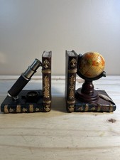 Vintage-style Bookends w/Globe Telescope Compass Nautical Astronomy Travel NOB picture