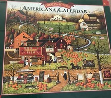 Charles Wysocki Vintage 1999 Americana Calendar Unmarked Folk Art Prints picture