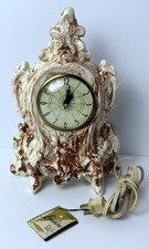 Vintage MCM Lanshire Electric Desk/Mantle Clock Ceramic w/Alaska Clay picture