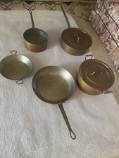 Vintage Metaux Ouvres- Vesoul Art De Cuisine 7 Piece Copper Pots Stamped picture