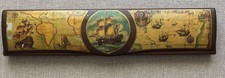 Vintage Christopher Columbus Laquered Old World Map Trinket Box picture