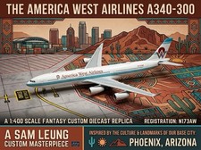 JC Wings 1:400 America West Airlines A340-300 N173AW AWA Custom Diecast Model picture