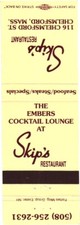 Skip's Restaurant Chelmsford MA Vintage Matchbook Cover 1980s picture