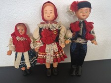 Vintage Czech Folk Costume Dolls Lot of 3 Czechoslovakia Traditional Dress picture
