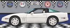 1988 CHEVROLET Z01 CORVETTE 35TH ANNIVERSARY WHITE CAR GARAGE SCENE BANNER SIGN picture