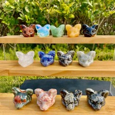 20pc Natural Mixed Crystal Quartz carved cat skull reiki healing Random decor picture