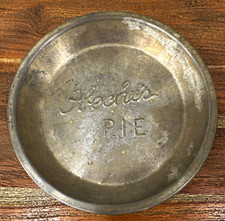 Vintage, Set of 6, Hecht's Tin / Metal Pie Dish Plates, 9in picture