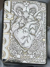 Zippo Marlboro Heart Skull Silver Gold Lighter Collectible + Box picture