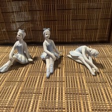 Set of-3 Vintage Ceramic Ballerina Girl Figurines 4.5