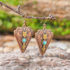 Western Equestrian Antique Copper Arrow Earrings picture