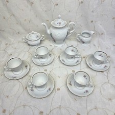Vintage Wawel Poland Rococo Porcelain Tea Set White Floral Gold Trim 15 Pc picture