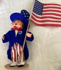 Vintage Annalee Patriotic Uncle Sam With Flag 2007 USA 8” picture