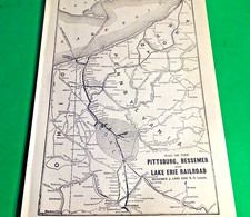 Rare 1903 Railroad Map Pittsburg Bessemer &Lake Erie Railroad Routes Connections picture