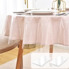 Nasitos 2 Pack Round Table Cloth Protector 60 60 Inch (Round), Clear picture