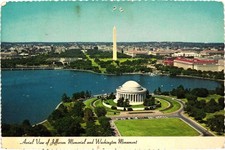 Vintage Washington D.C. Aerial View Jefferson Memorial Monument Postcard picture