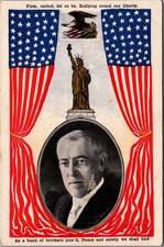 Woodrow Wilson Patriotic Postcard Statue of Liberty WWI Era E. C. Kropp picture