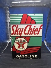 Vintage Skychief Texaco Pump Plate Dated 3-10-47  18x12 picture