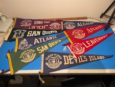 vintage souvenir prison felt pennants lot of 9 Alcatraz, Joliet, Sing Sing etc picture
