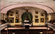 Lee Chapel Interior Washington & Lee Campus Lexington VA Hand-Colored Postcard picture
